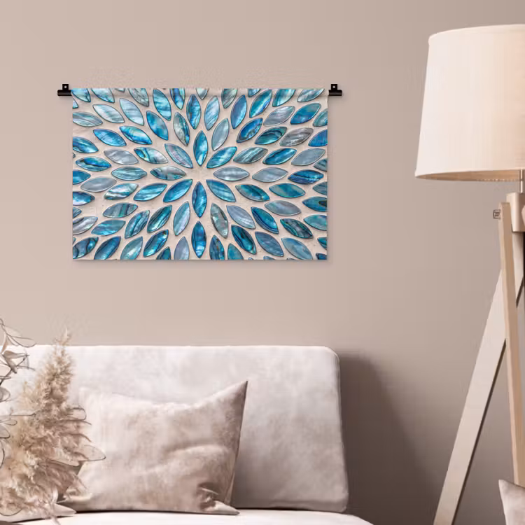 Patroon - Glans - Abstract - Blauw - Decoratie Wandkleed katoen klein -sfeer4