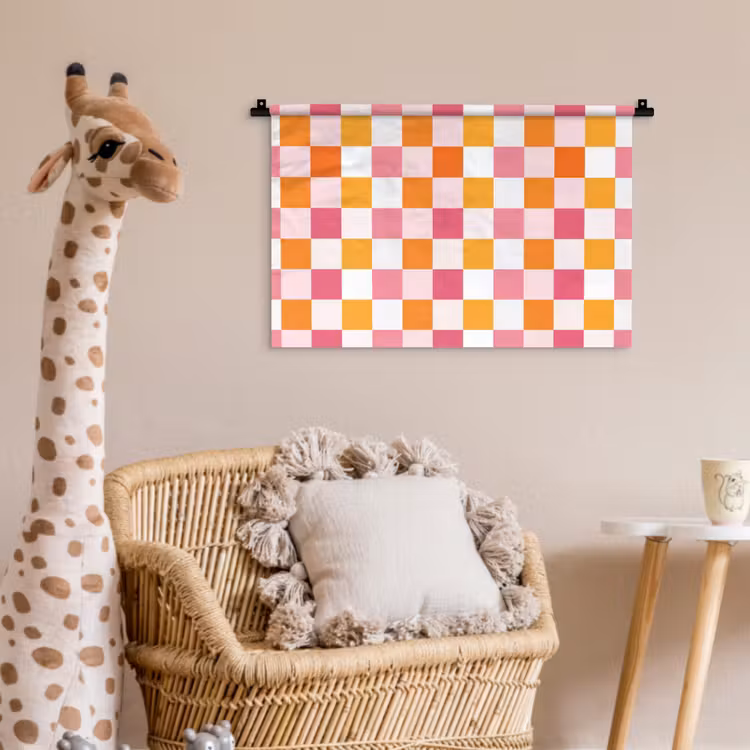 Patroon - Vierkant - Roze Wandkleed katoen klein 269 -wsfeer5_kind