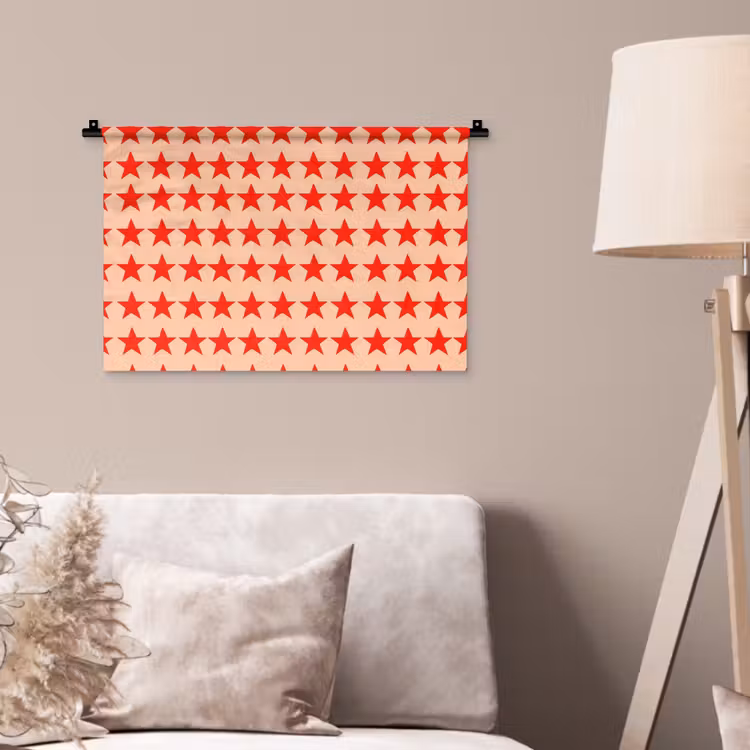 Patroon - Sterren - Rood Wandkleed katoen klein 269 -sfeer4