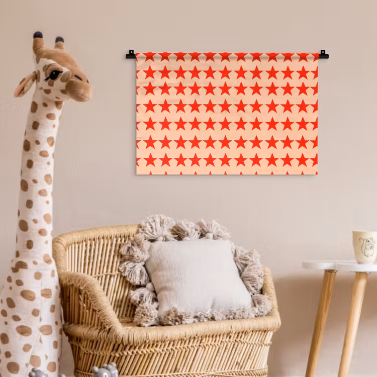 Patroon - Sterren - Rood Wandkleed katoen klein 269 -wsfeer5_kind