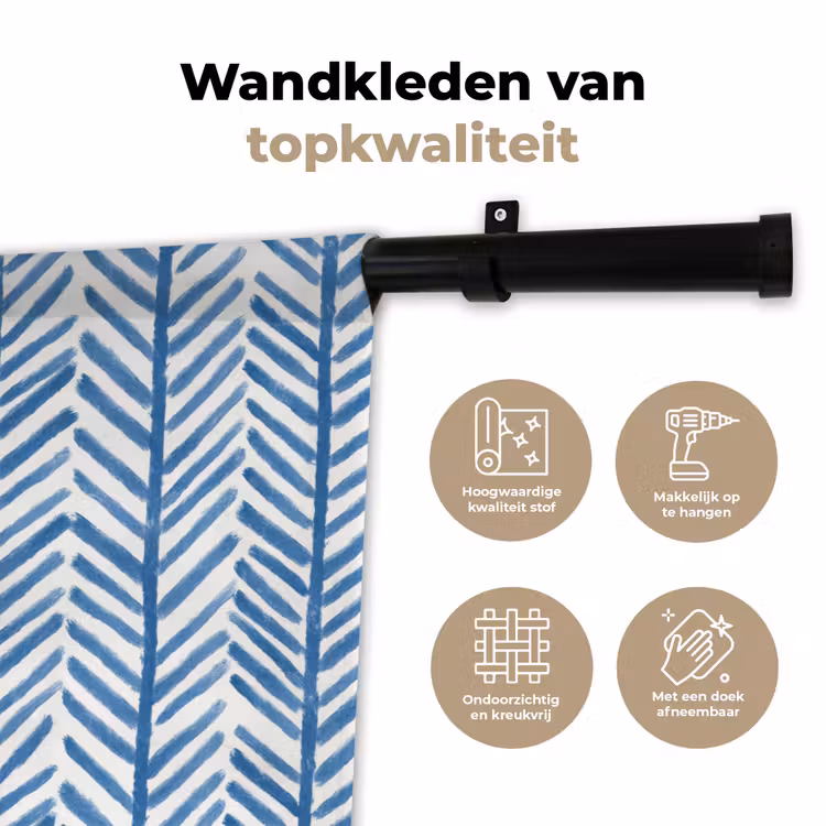 Patroon - Streep - Blauw Wandkleed katoen klein 269 -sfeer2