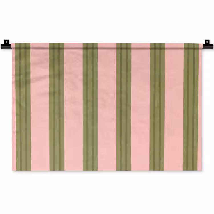 Patroon - Strepen - Abstract - Roze - Groen Wandkleed katoen klein -zz3d