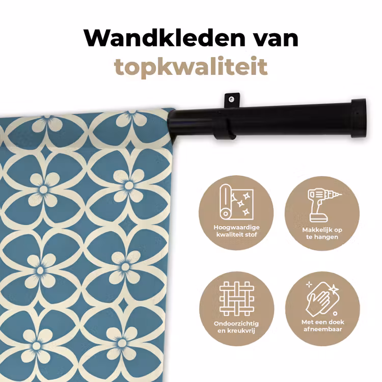 Patroon - Symmetrisch - Blauw Wandkleed katoen klein 269 -sfeer2