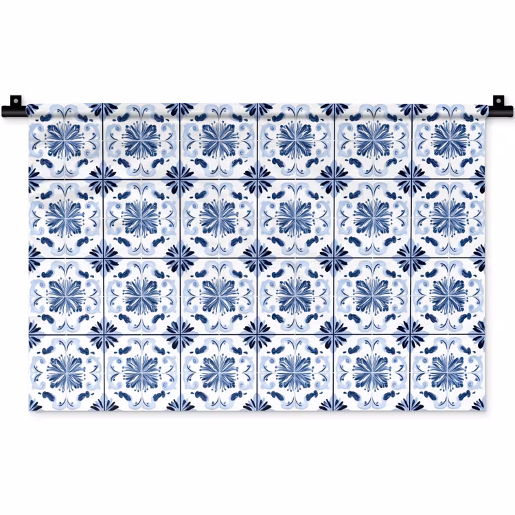 Patroon - Tegel - Blauw Wandkleed katoen klein 269 -zz3d