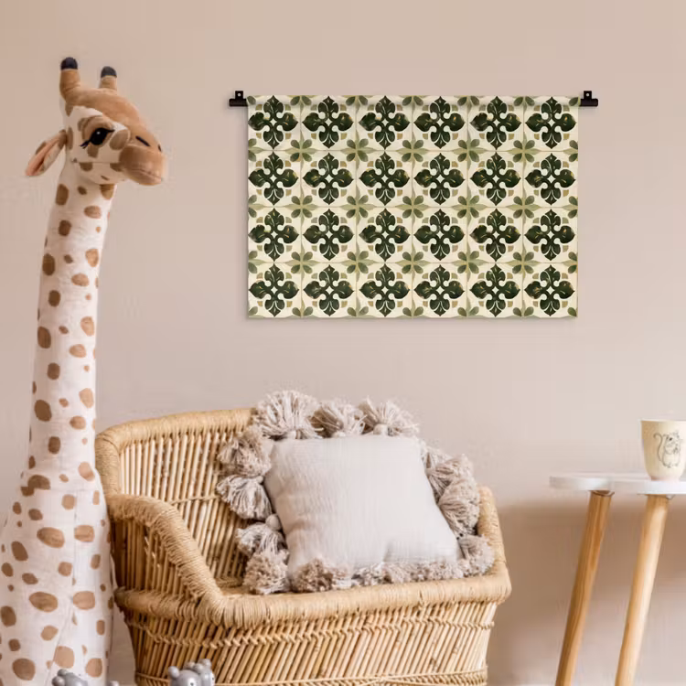 Patroon - Tegel - Groen Wandkleed katoen klein 269 -wsfeer5_kind