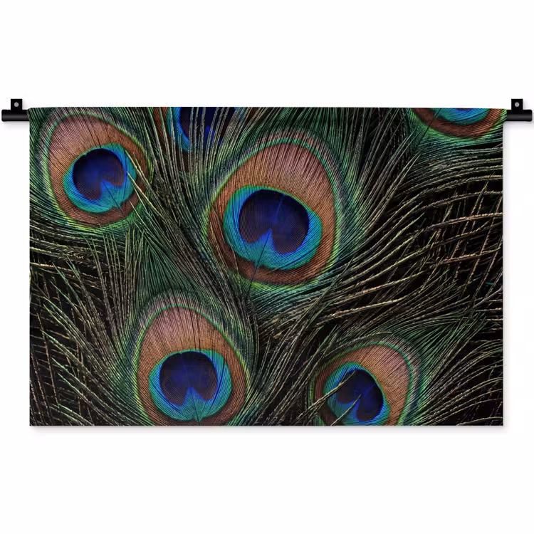 Pauwenveren - Klassiek - Groen Wandkleed katoen klein -zz3d