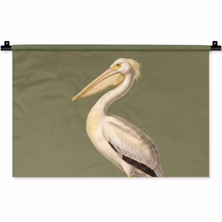 Pelikaan - Wit - Vogel - Klassiek - Natuur Wandkleed katoen klein -zz3d