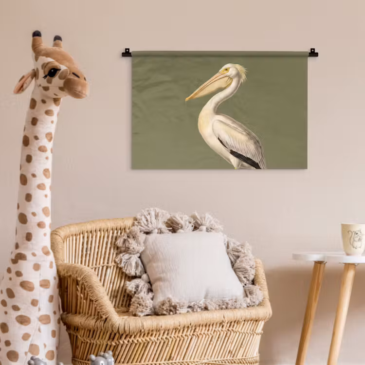 Pelikaan - Wit - Vogel - Klassiek - Natuur Wandkleed katoen klein -wsfeer5_kind