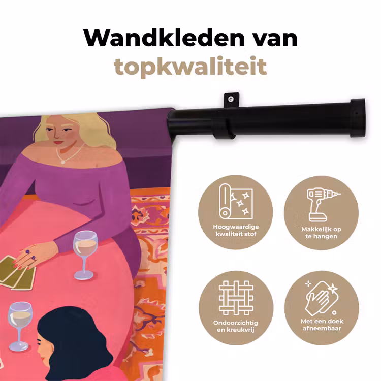 Mensen - Kaartspel - Interieur - Modern - Kleurrijk Wandkleed katoen klein -sfeer2