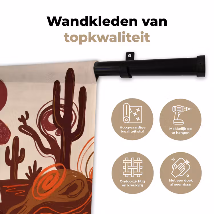 Mensen - Cowboykleding - Westerse stijl - Illustratie - Bruin Wandkleed katoen klein -sfeer2