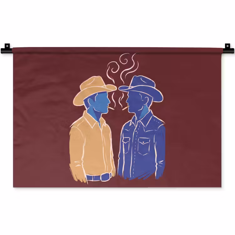 Mensen - Profiel - Sigaret - Abstract - Kunst Wandkleed katoen klein -zz3d