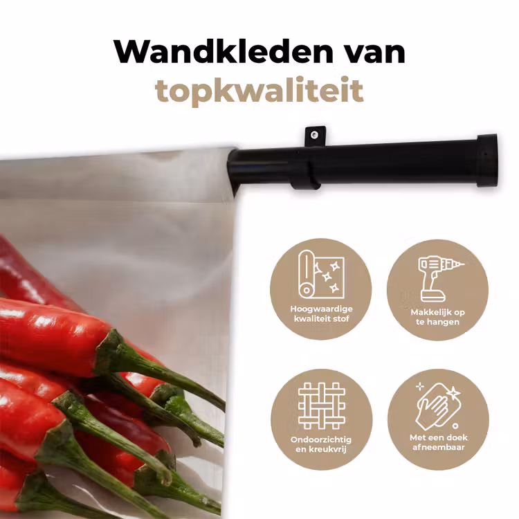 Wall Hanging - Pepper - Red - Food - Peper - Rood - Eten Wandkleed katoen klein