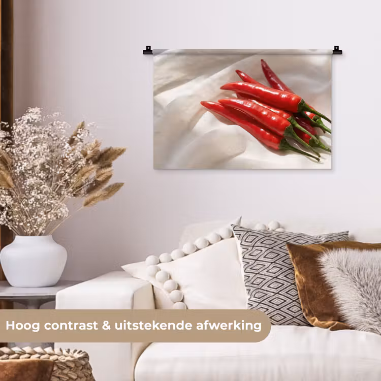 Wall Hanging - Pepper - Red - Food - Peper - Rood - Eten Wandkleed katoen klein