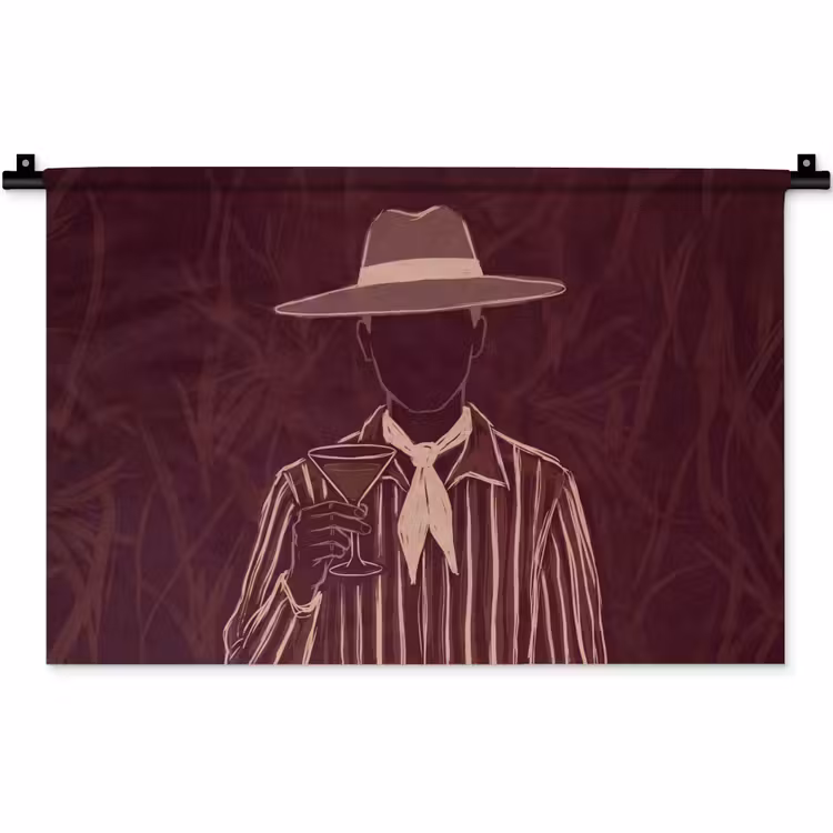 Mens - Hoed - Cocktail - Abstract - Bruin Wandkleed katoen klein -zz3d