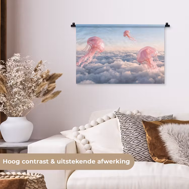 Wall Hanging - Pink Animal - Clouds - Roze dier - Wolken Wandkleed katoen klein