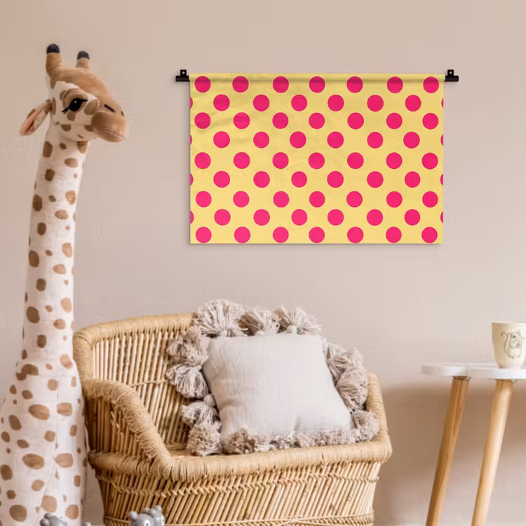 Roze - Stippen - Geel Wandkleed katoen klein 269 -wsfeer5_kind