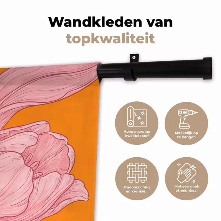 Wall Hanging - Pink Flowers - Modern - Roze bloemen - Modern Wandkleed katoen klein