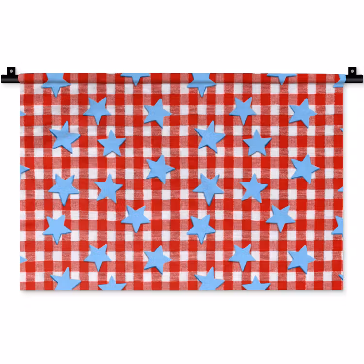 Ruit - Sterren - Rood Wandkleed katoen klein 269 -zz3d