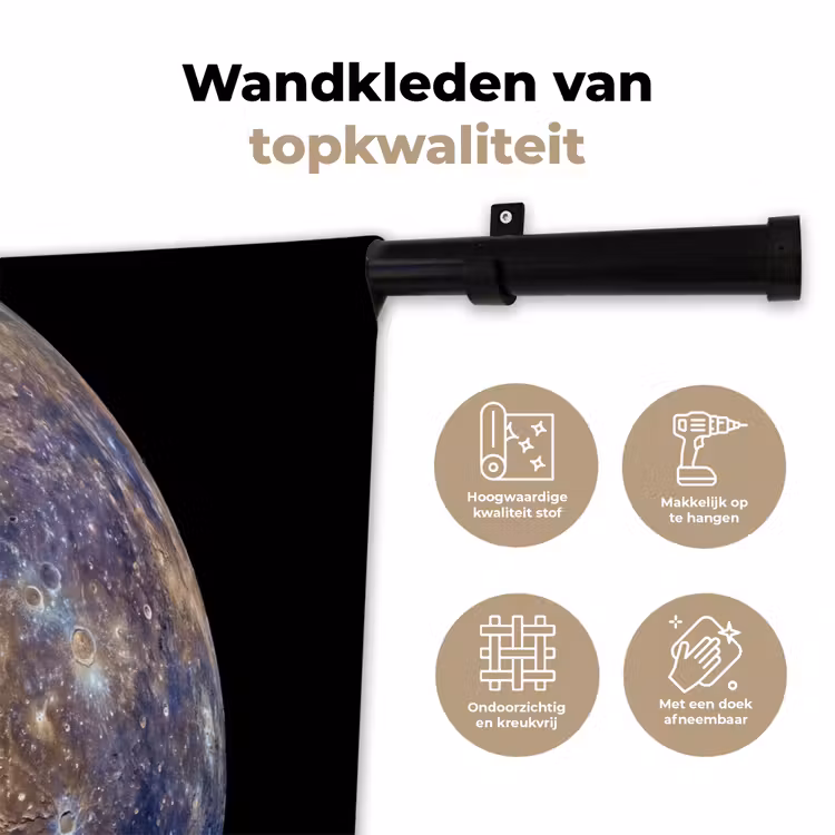 Wall Hanging - Planet - Craters - Space - Planeet - Kraters - Ruimte Wandkleed katoen klein
