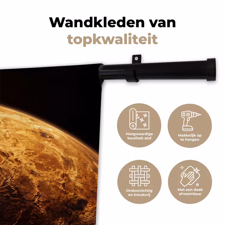 Wall Hanging - Planet - Space - Orange - Planeet - Ruimte - Oranje Wandkleed katoen klein
