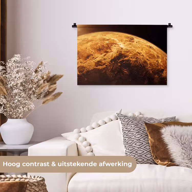 Wall Hanging - Planet - Space - Orange - Planeet - Ruimte - Oranje Wandkleed katoen klein