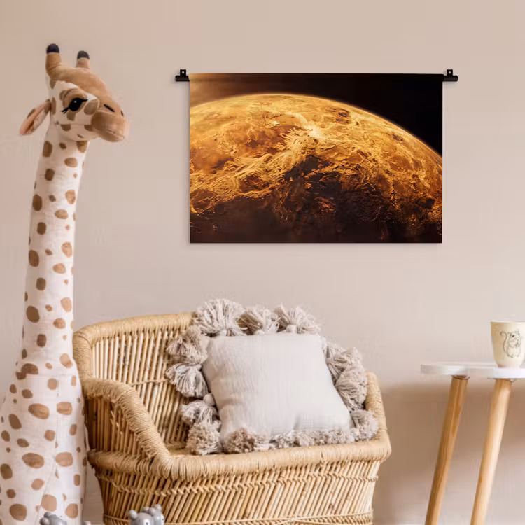 Wall Hanging - Planet - Space - Orange - Planeet - Ruimte - Oranje Wandkleed katoen klein