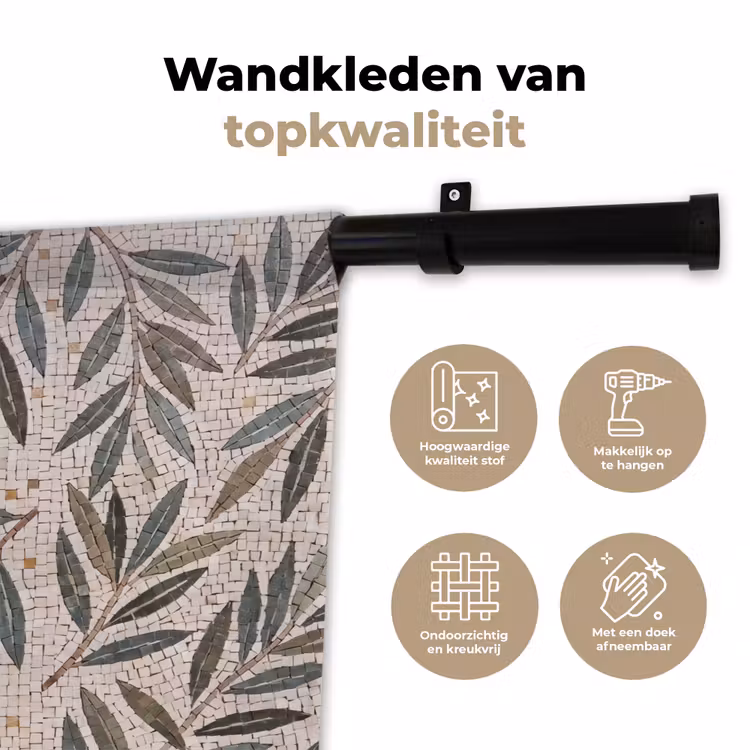 Plant - Blad - Mozaïek - Groen Wandkleed katoen klein -sfeer2
