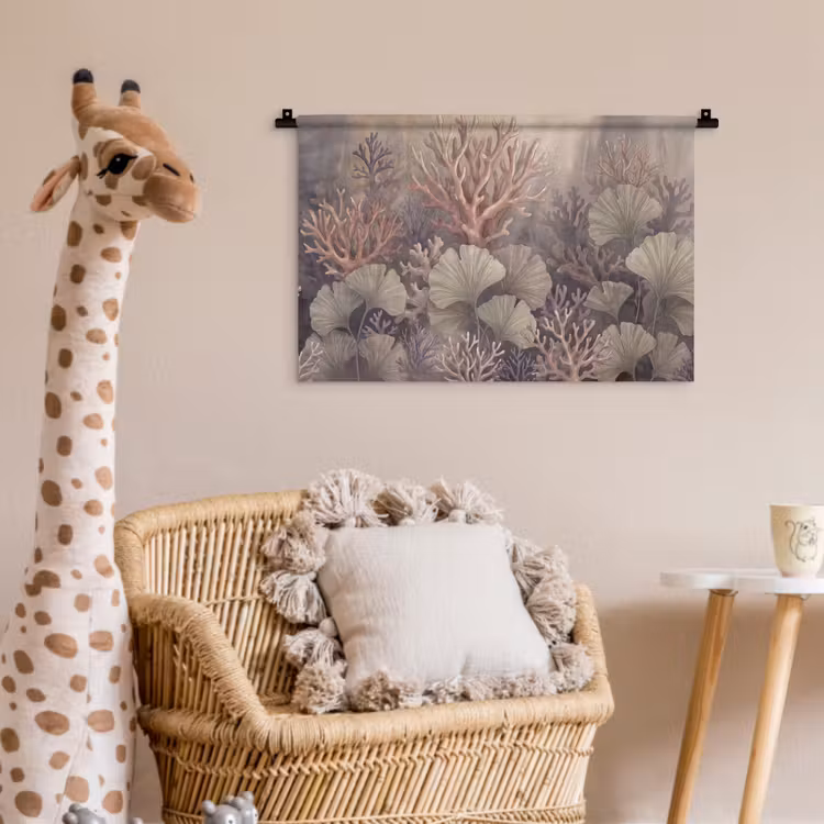 Plant - Bladeren - Zee - Illustratie - Groen Wandkleed katoen klein -wsfeer5_kind
