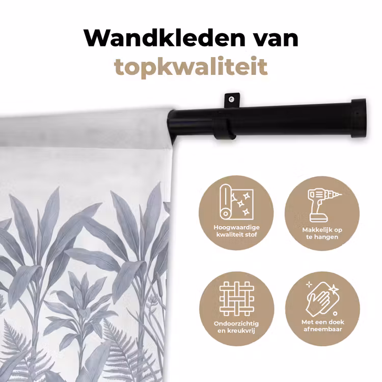 Planten - Bladeren - Natuur - Grijs Wandkleed katoen klein -sfeer2