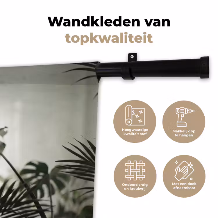 Planten - Bladeren - Natuur - Minimalistisch - Groen Wandkleed katoen klein -sfeer2