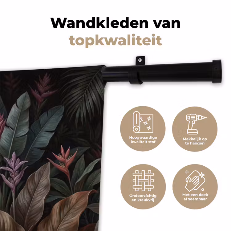 Planten - Tropisch - Jungle - Donker - Natuur Wandkleed katoen klein -sfeer2