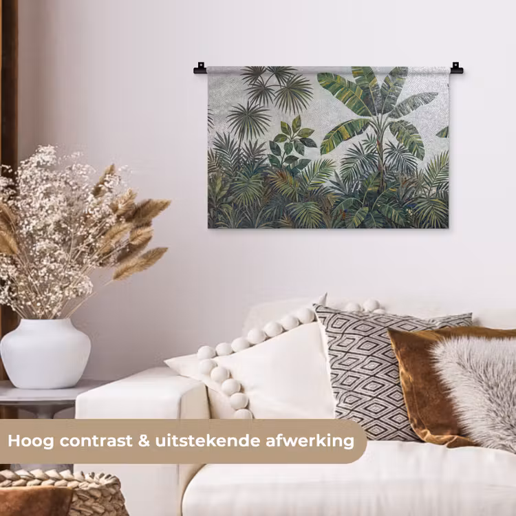 Planten - Tropisch - Mozaïek - Groen - Natuur Wandkleed katoen klein -sfeer1