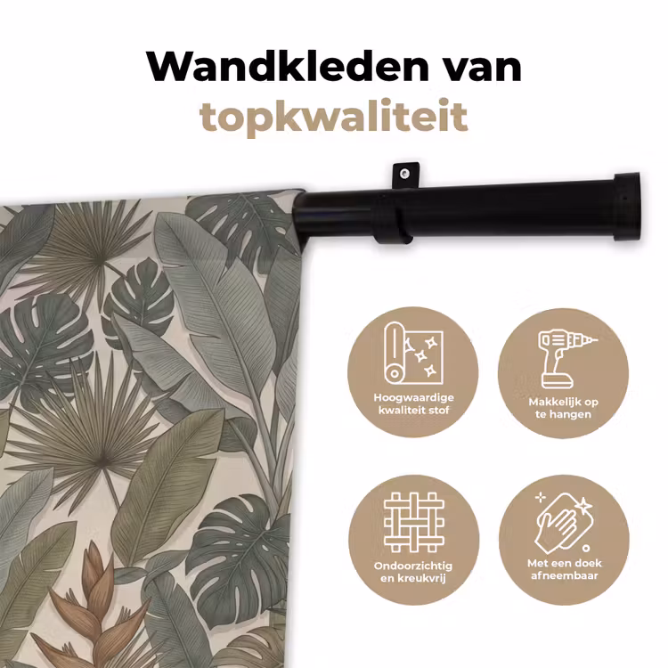 Planten - Tropisch - Natuur - Illustratie - Groen Wandkleed katoen klein -sfeer2
