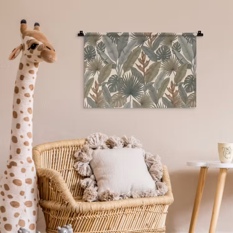 Planten - Tropisch - Natuur - Illustratie - Groen Wandkleed katoen klein -wsfeer5_kind