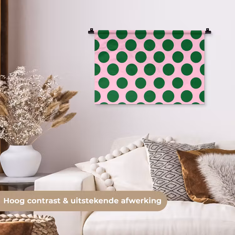 Polkadots - Patroon - Groen Wandkleed katoen klein 269 -sfeer1