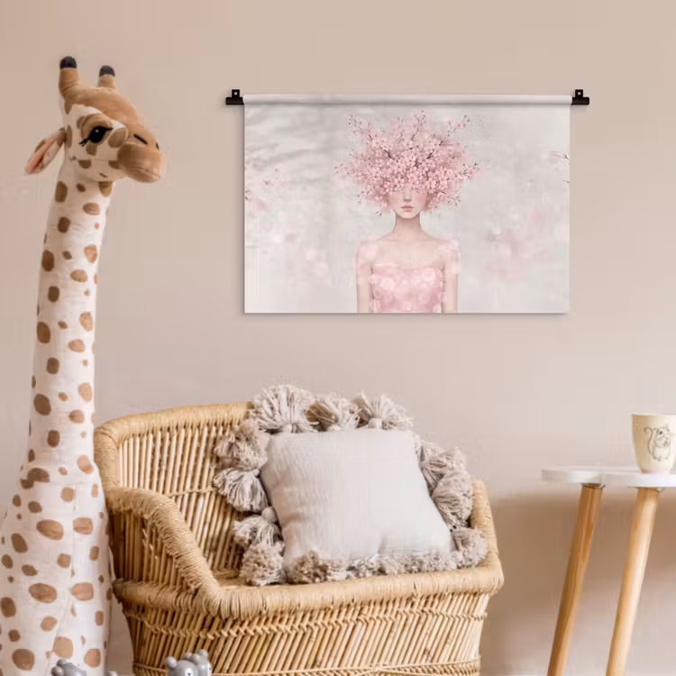 Portret - Kersenbloesem - Roze Wandkleed katoen klein -wsfeer5_kind