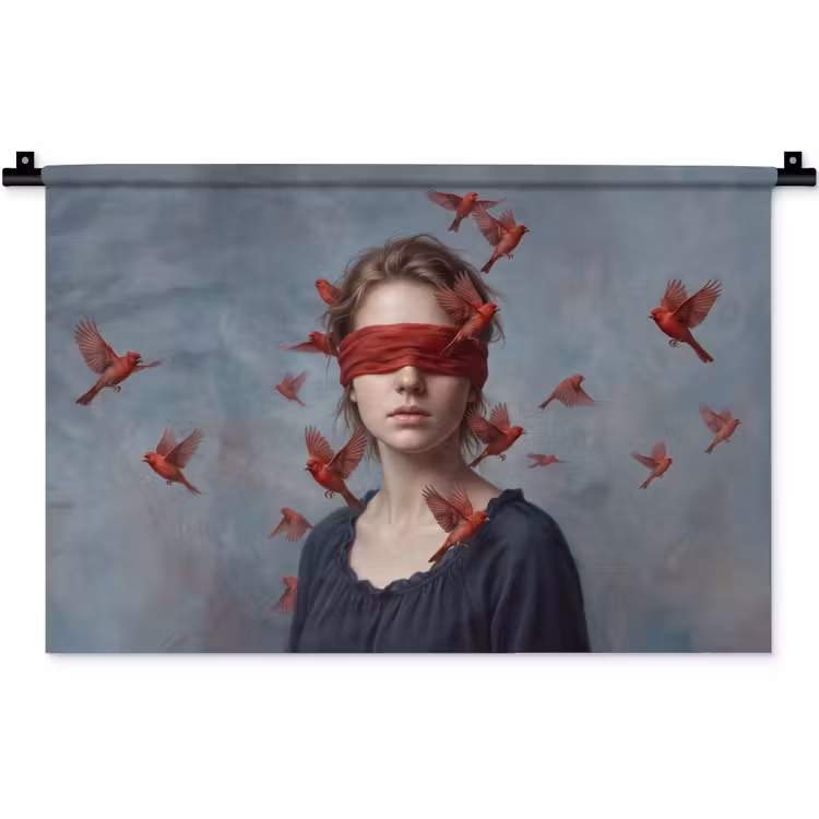 Portret - Krachtig - Rood Wandkleed katoen klein -zz3d