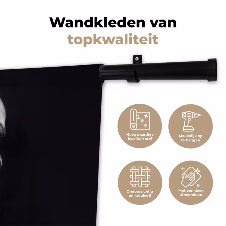 Portret - Zwaan - Zwart - Wit Wandkleed katoen klein -sfeer2