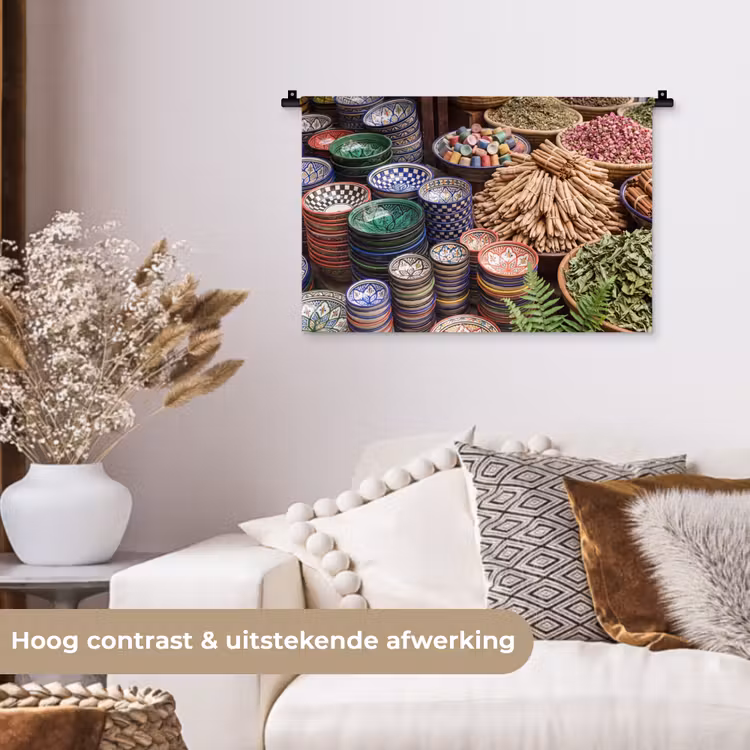 Wall Hanging - Pottery - Oriental - Colorful - Aardewerk - Oosters - Kleurrijk Wandkleed katoen klein