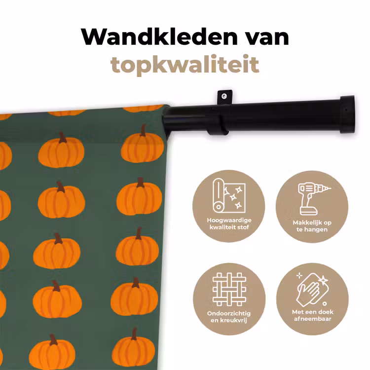 Pompoen - Patroon - Oranje Wandkleed katoen klein 269 -sfeer2