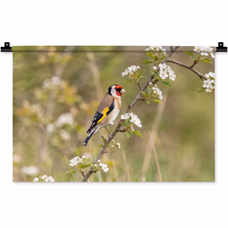 Putter - Bloesem - Lente - Natuur - Kleurrijk Wandkleed katoen klein -zz3d