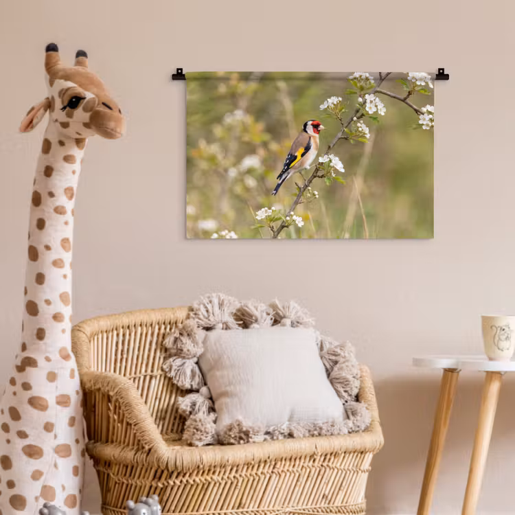 Putter - Bloesem - Lente - Natuur - Kleurrijk Wandkleed katoen klein -wsfeer5_kind