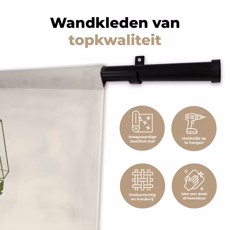 Platenspeler - Vinyl - Muziek - Minimalistisch - Groen Wandkleed katoen klein -sfeer2