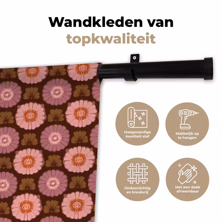 Retro - Madelief - Roze Wandkleed katoen klein 269 -sfeer2