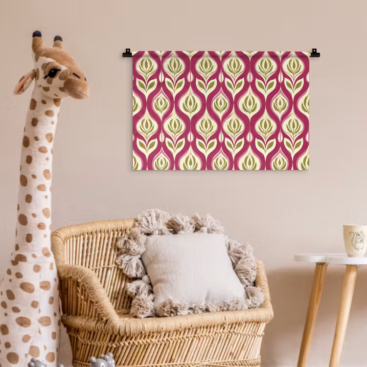 Retro - Floraal - Paars Wandkleed katoen klein 269 -wsfeer5_kind
