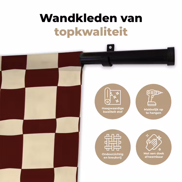 Retro - Patroon - Bruin Wandkleed katoen klein 269 -sfeer2