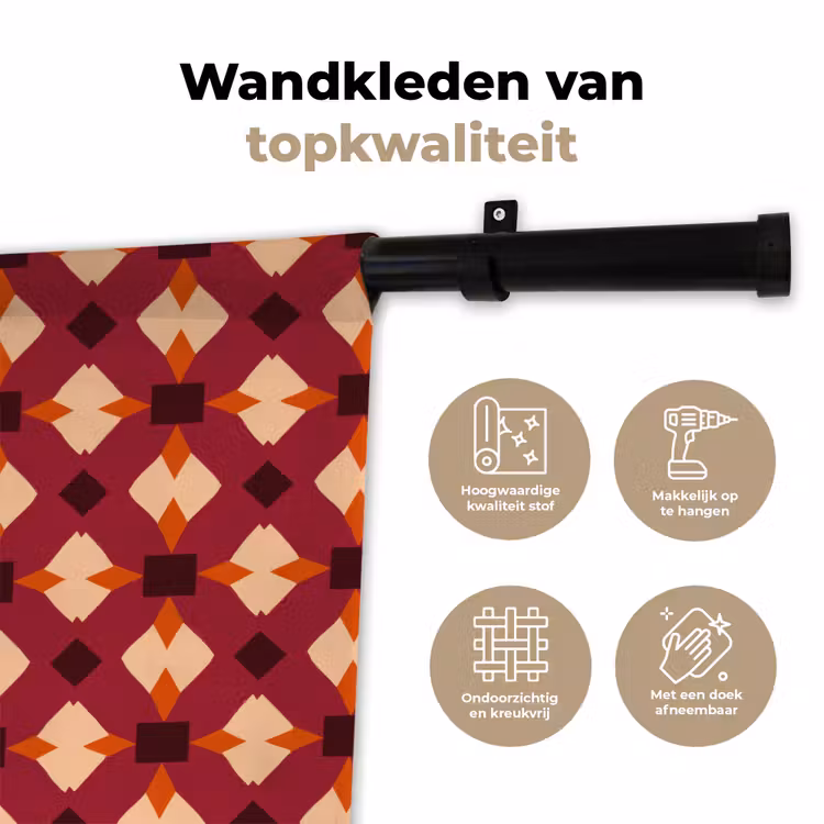 Retro - Patroon - Kleurrijk Wandkleed katoen klein 269 -sfeer2