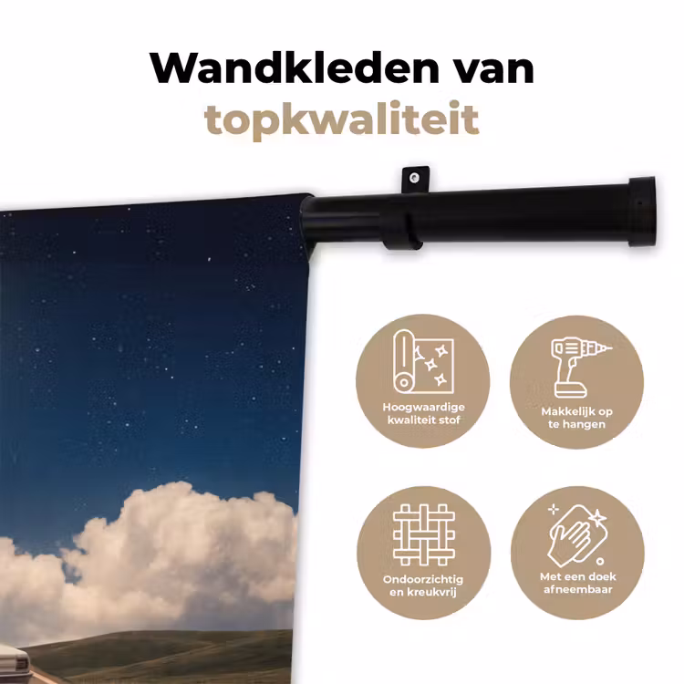 Wall Hanging - Road - Moon - Night - Weg - Maan - Nacht Wandkleed katoen klein
