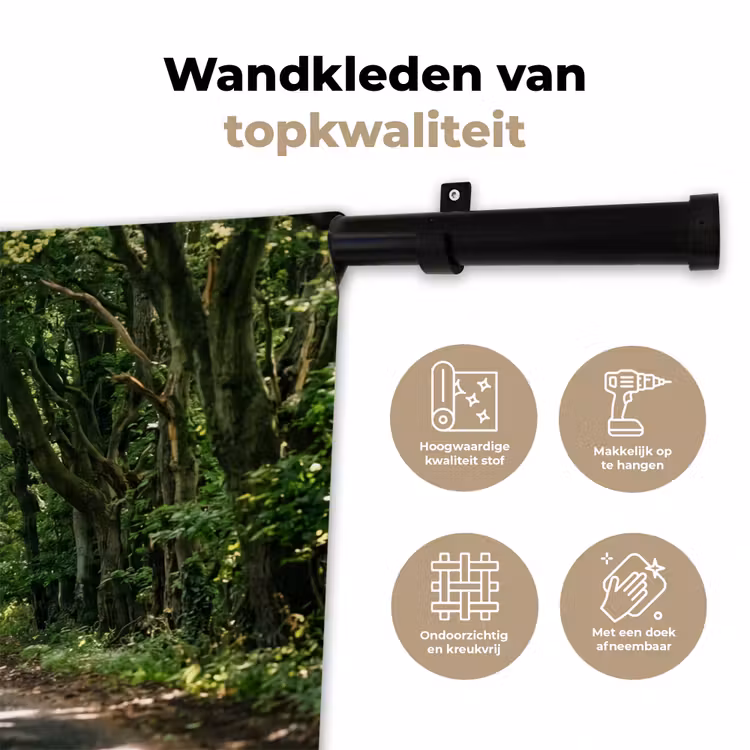Weg - Bomen - Natuur - Groen Wandkleed katoen klein -sfeer2