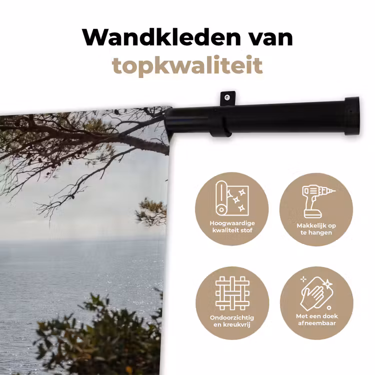 Wall Hanging - Sailboat - trees - water - Zeilboot - bomen - water Wandkleed katoen klein